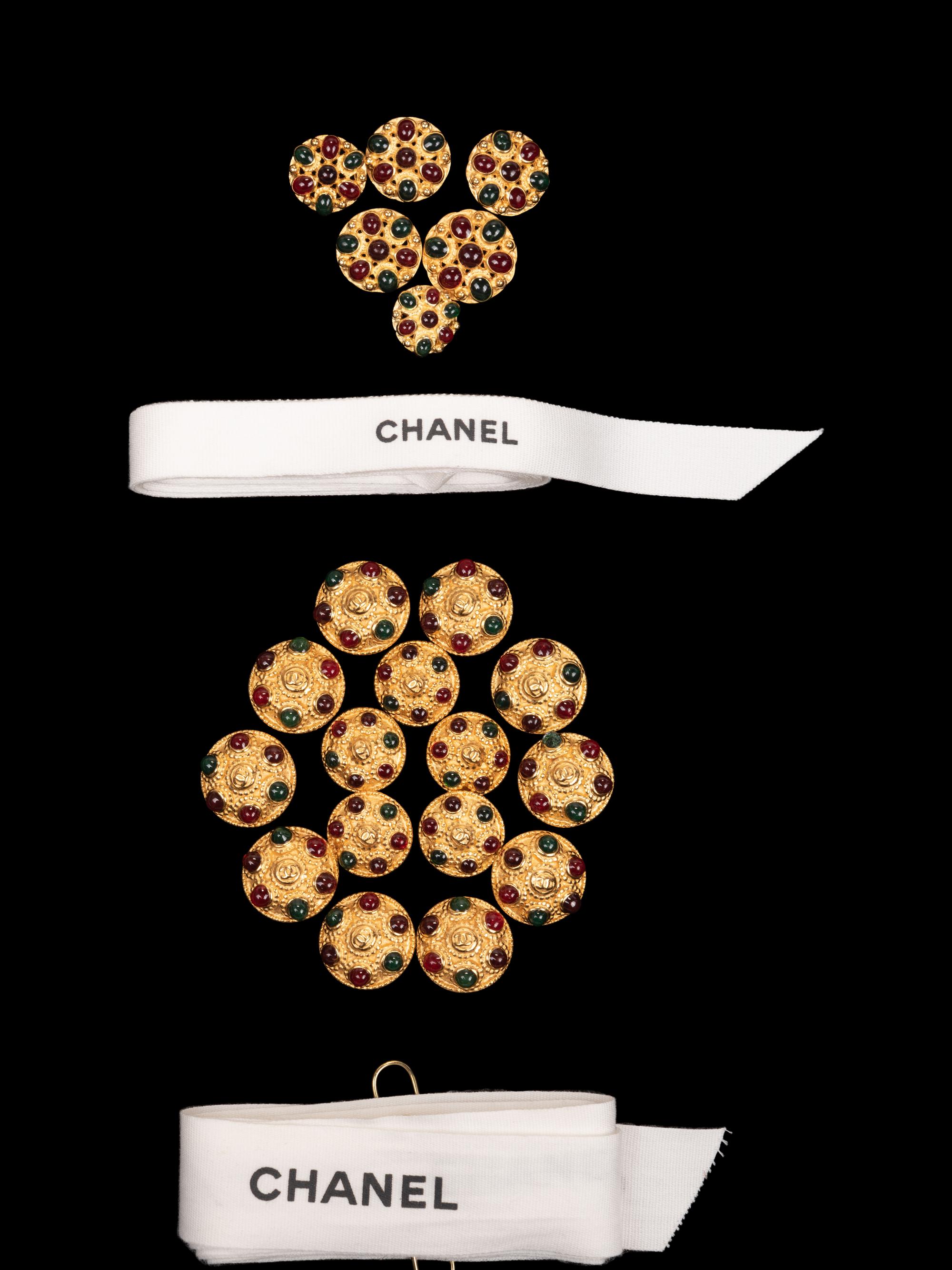 Collection of 73 Chanel Buttons, Fabric Swatches, and Ribbons, 1980-2010s