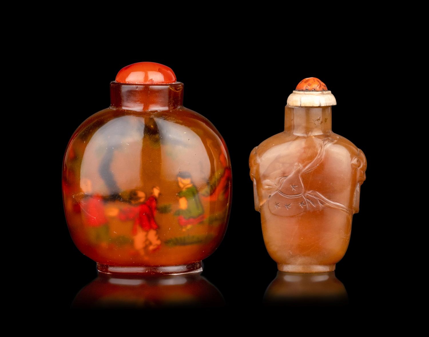 Two Chinese Agate Snuff Bottles