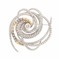 W. Kalich, Diamond, Platinum, and Yellow Gold Brooch