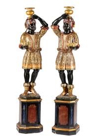 A Pair of Venetian Style Polychromed Figures