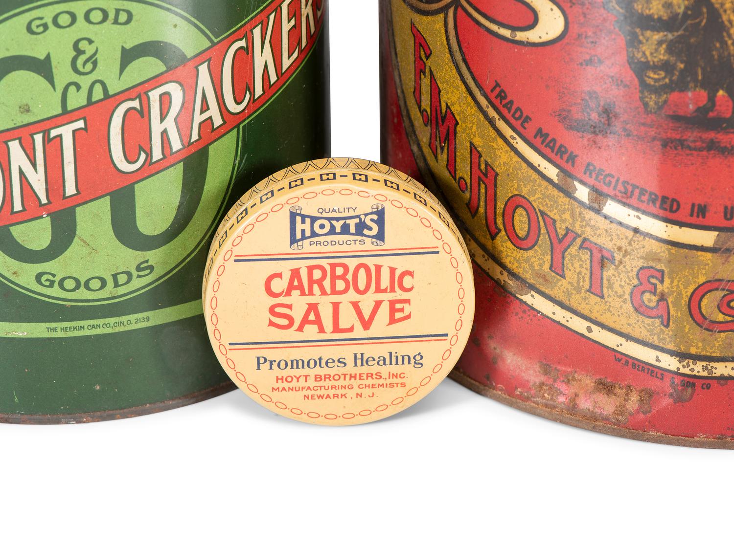 Nine Advertising Tins and Boxes