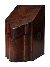 Two Georgian Mahogany Knife Boxes with Shell Inlay