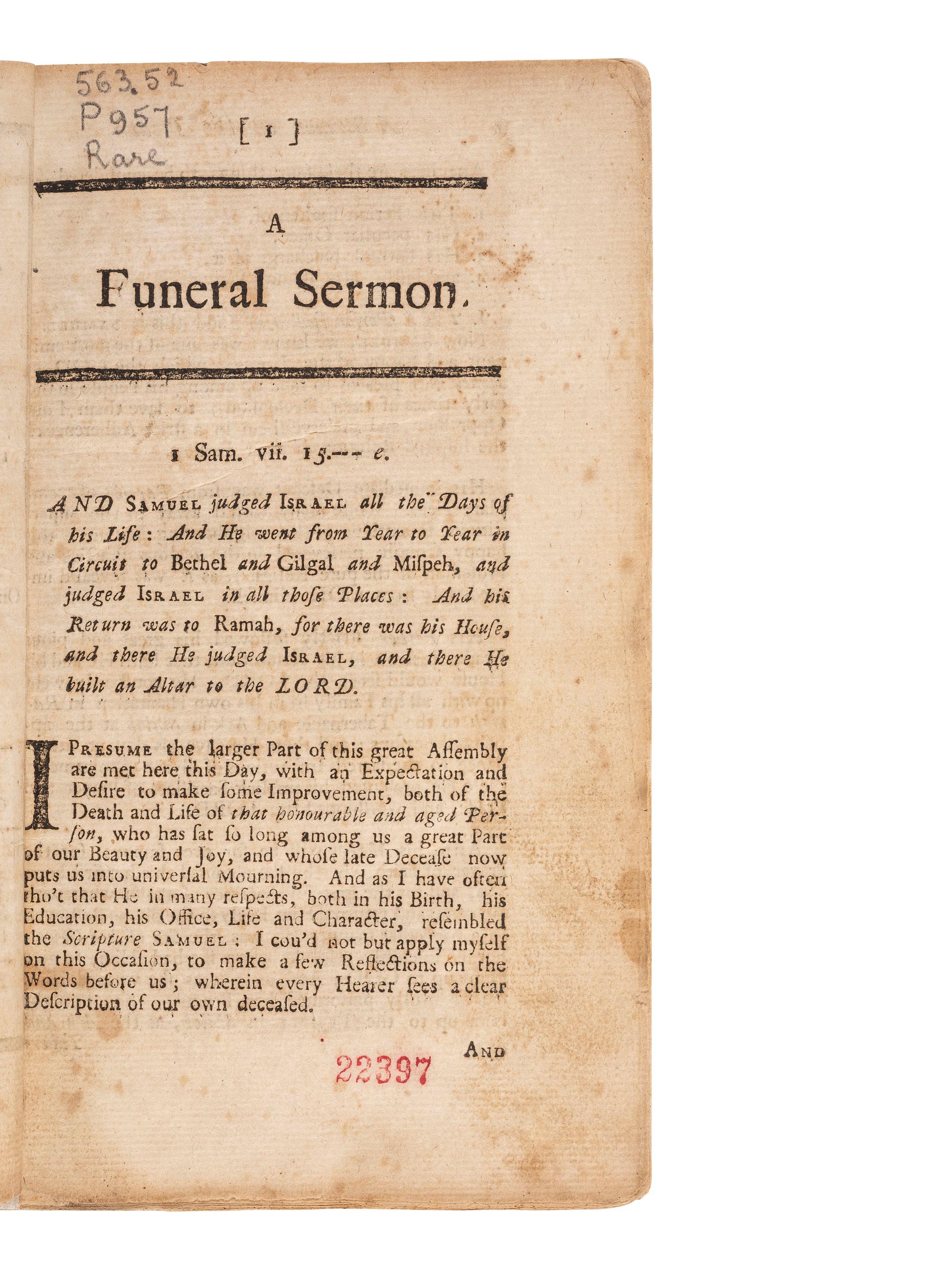 [SALEM WITCH TRIALS]. SEWALL, Stephen (1657-1725). Docket signed, plus.