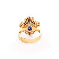 YELLOW GOLD, SAPPHIRE AND DIAMOND RING