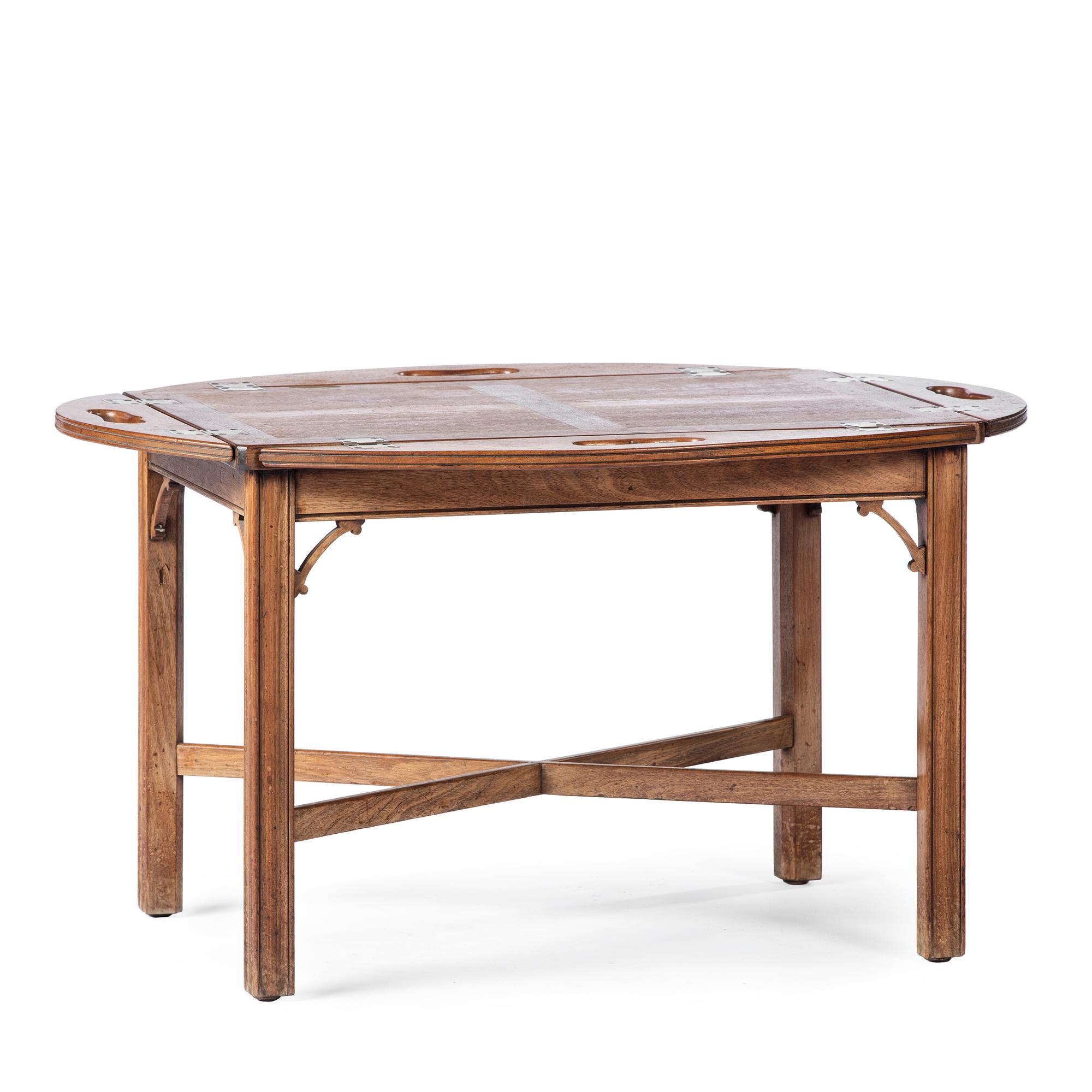 A Regency Style Walnut Tray-Top Low Table