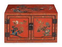 A Chinese Painted and Red Lacquered Chest