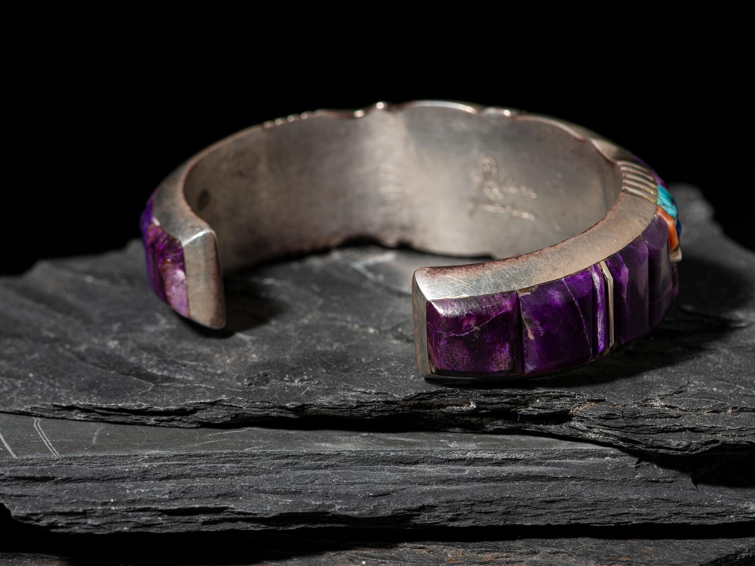 Sterling Silver and Cobblestone Inlay Cuff Bracelet
