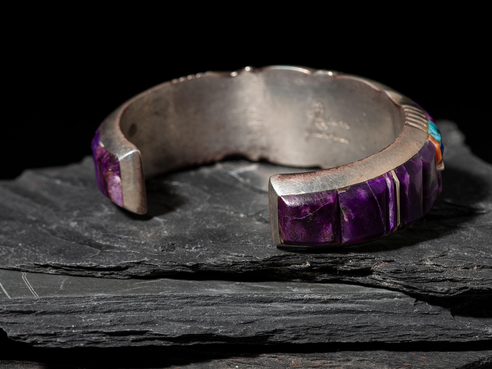 Sterling Silver and Cobblestone Inlay Cuff Bracelet