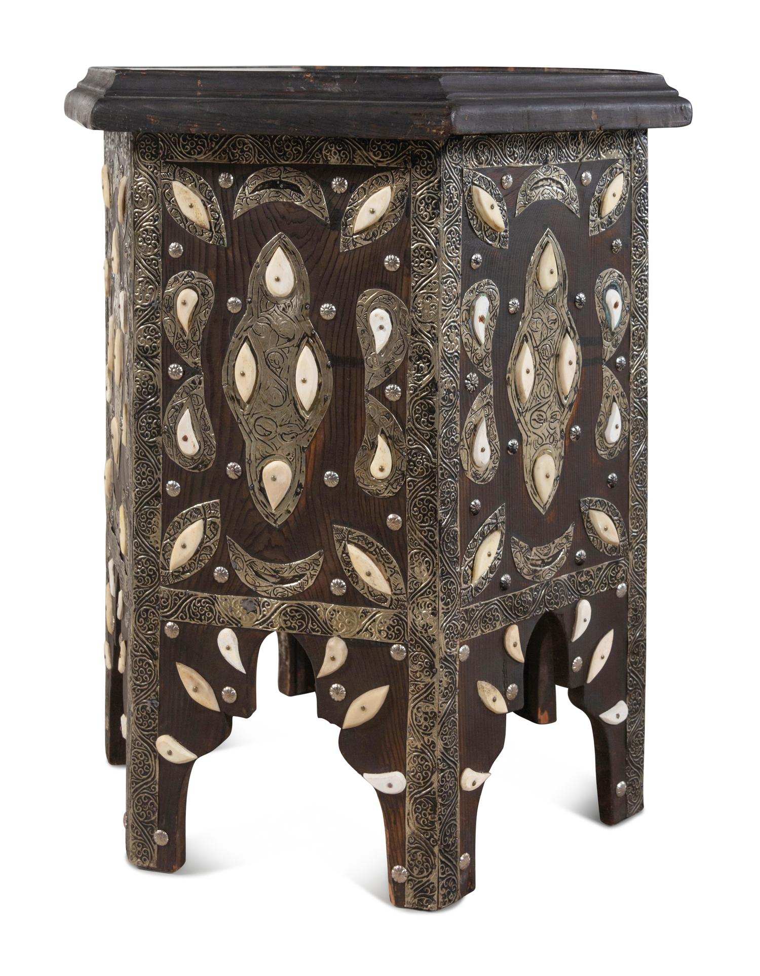 A Pair of Indian Bone Inlaid Side Tables