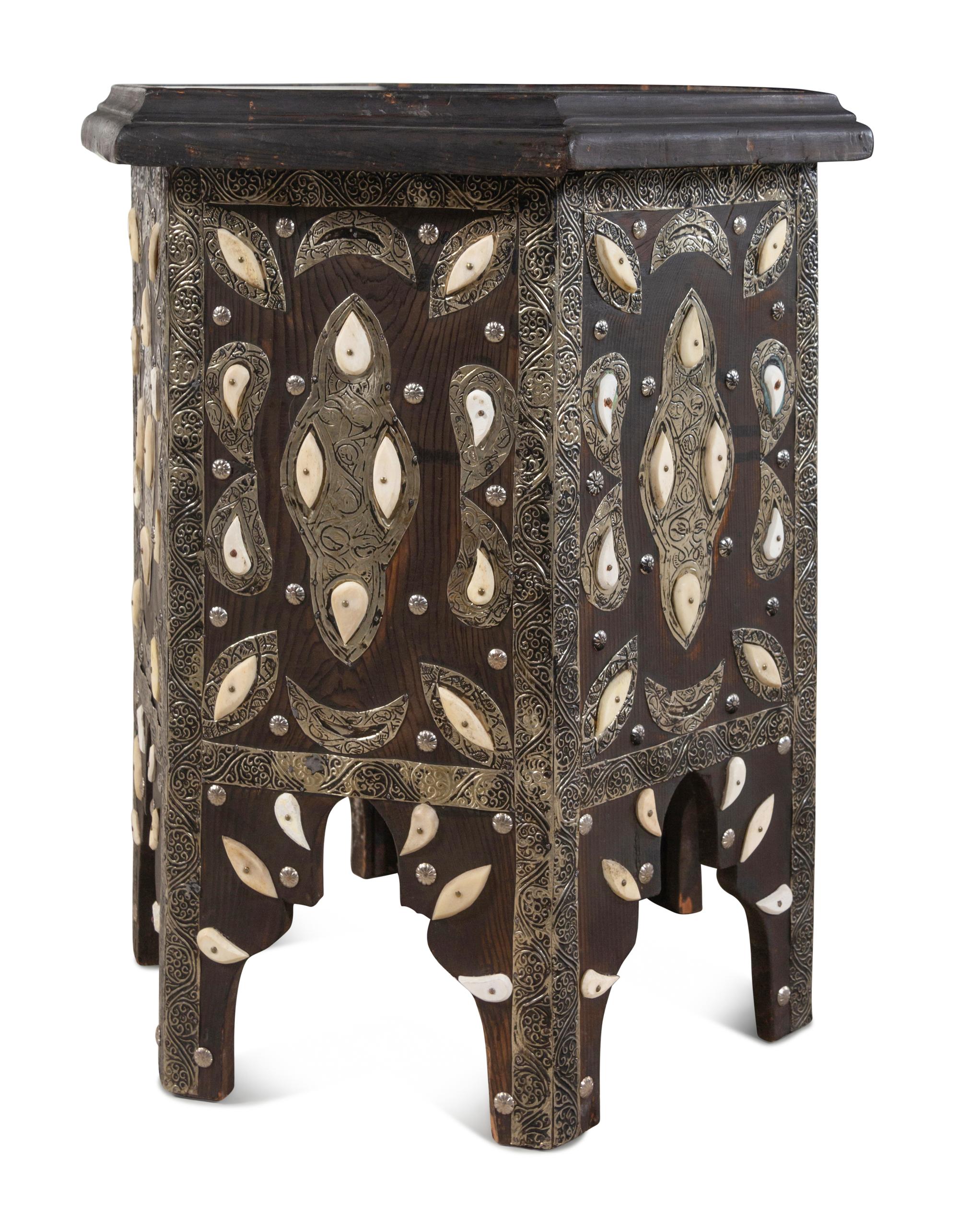 A Pair of Indian Bone Inlaid Side Tables