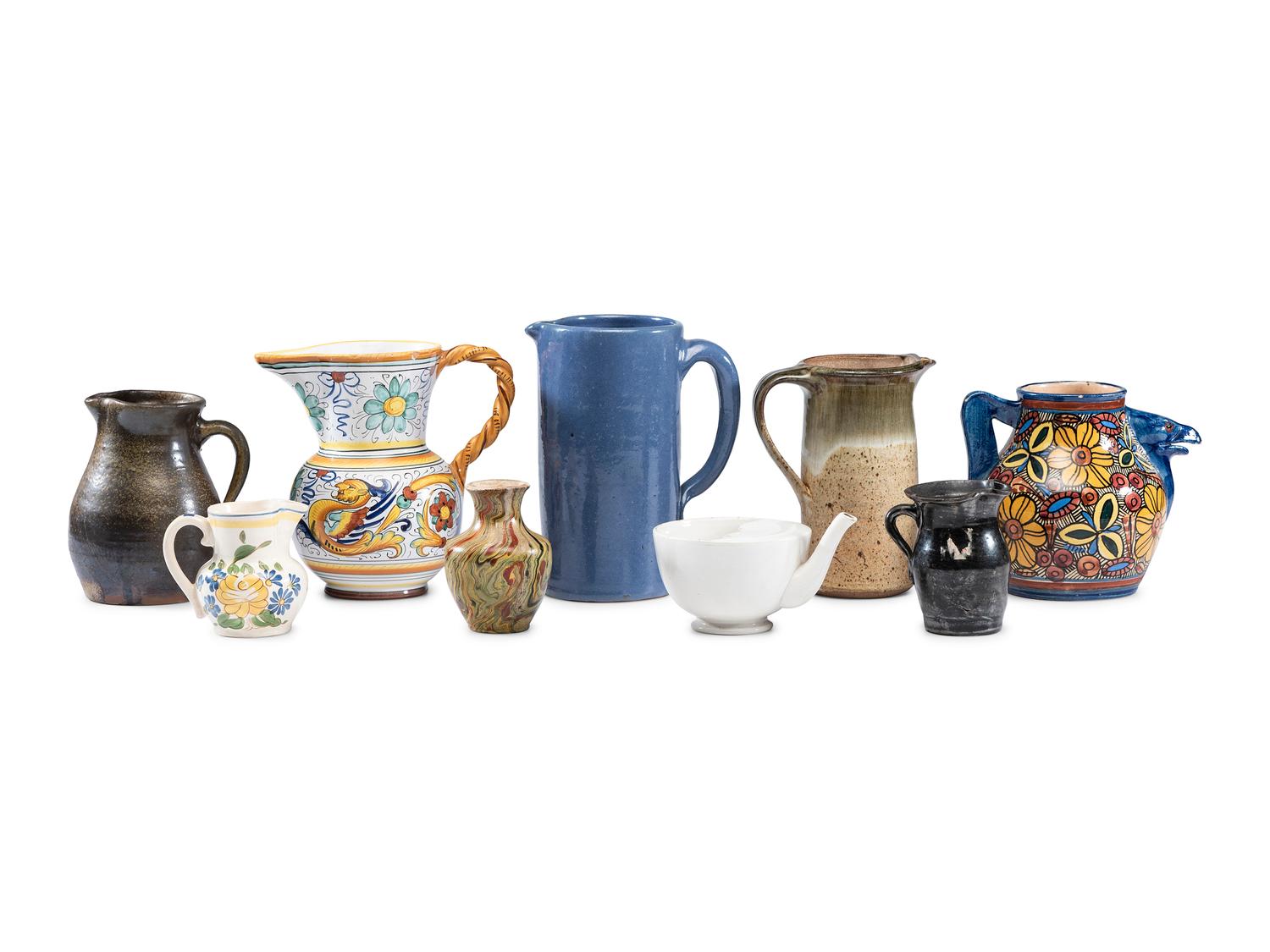 A Group Stoneware and Earthenware Pitchers and Vases
