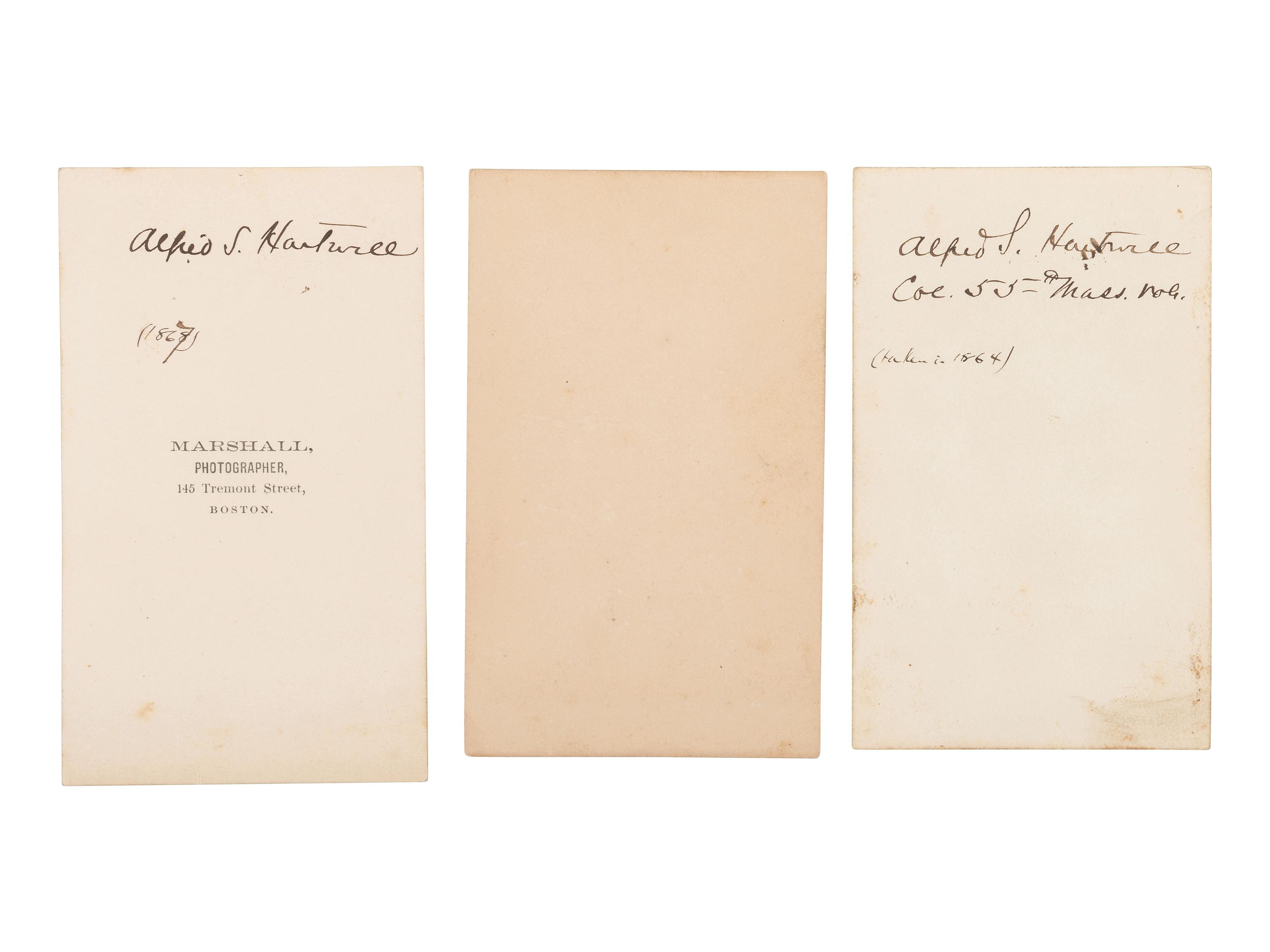 [US COLORED TROOPS]. A group of 10 CDVs featuring officers of the 54th and 55th Massachusetts Regiments, USCT.