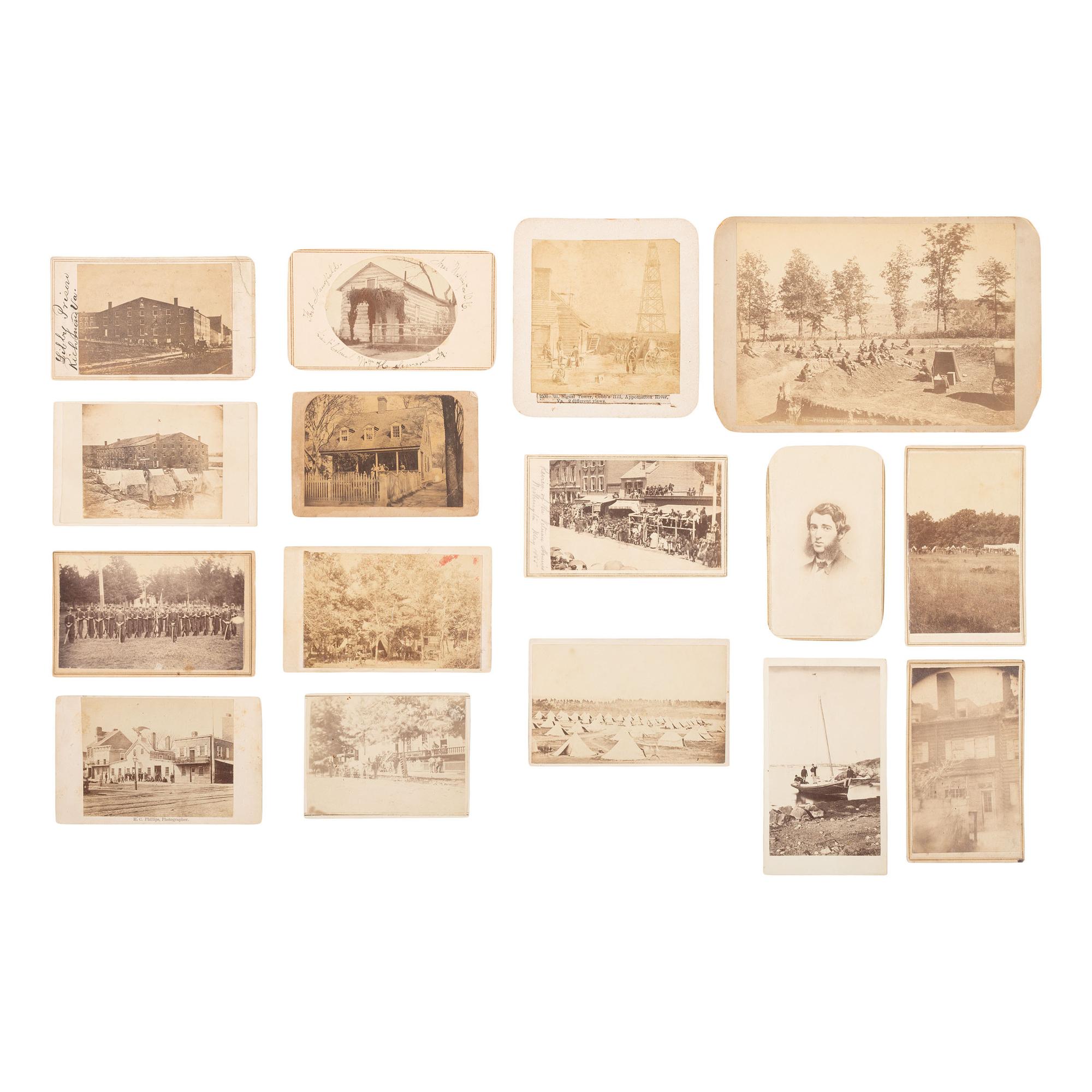 [Civil War] Group of 16 Photographs of Soldiers and Camp Life