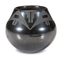 Blackware Pottery Jar, with Gunmetal Finish,1956-1965