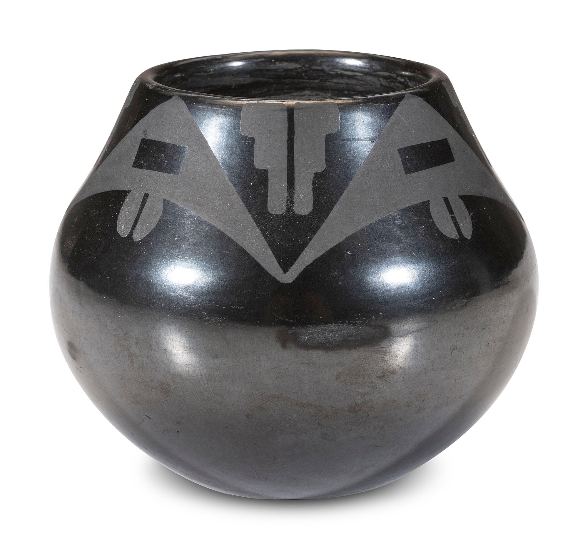 Blackware Pottery Jar, with Gunmetal Finish,1956-1965