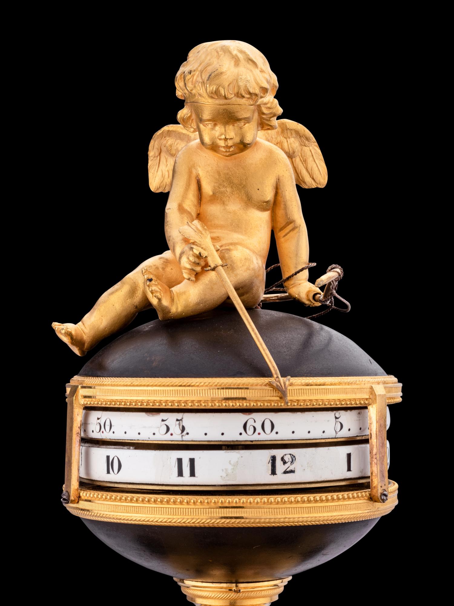 A French Gilt and Patinated Bronze Portico Annular Clock