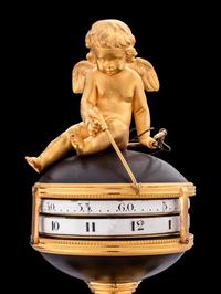 A French Gilt and Patinated Bronze Portico Annular Clock