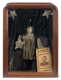 Silver bullion tassel, spangled bullion stars, bullion fringe and wool from Abraham Lincoln's funeral train 1865