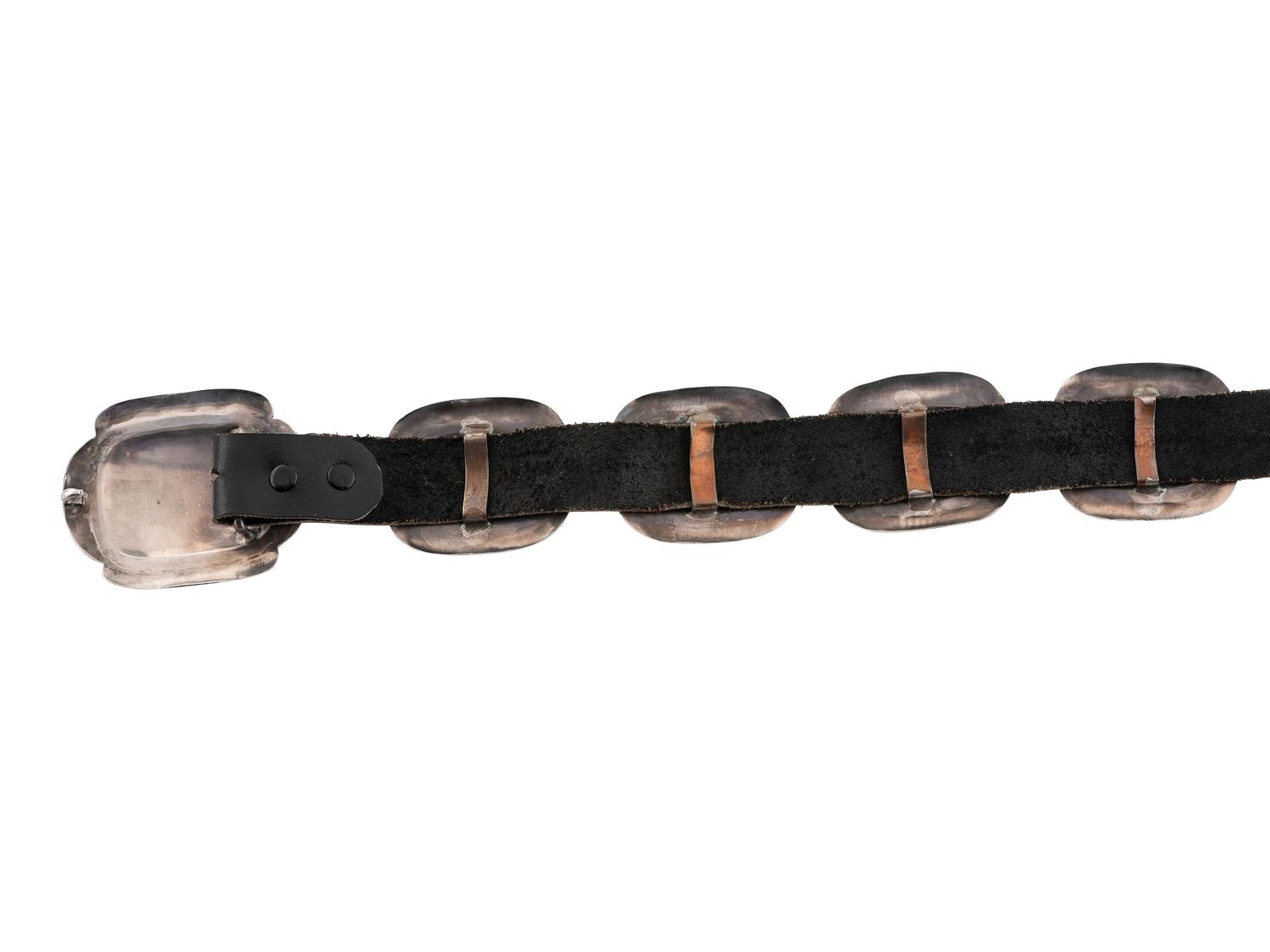 Southwestern-style Silver Concha Belt, with Turquoise Cabochons