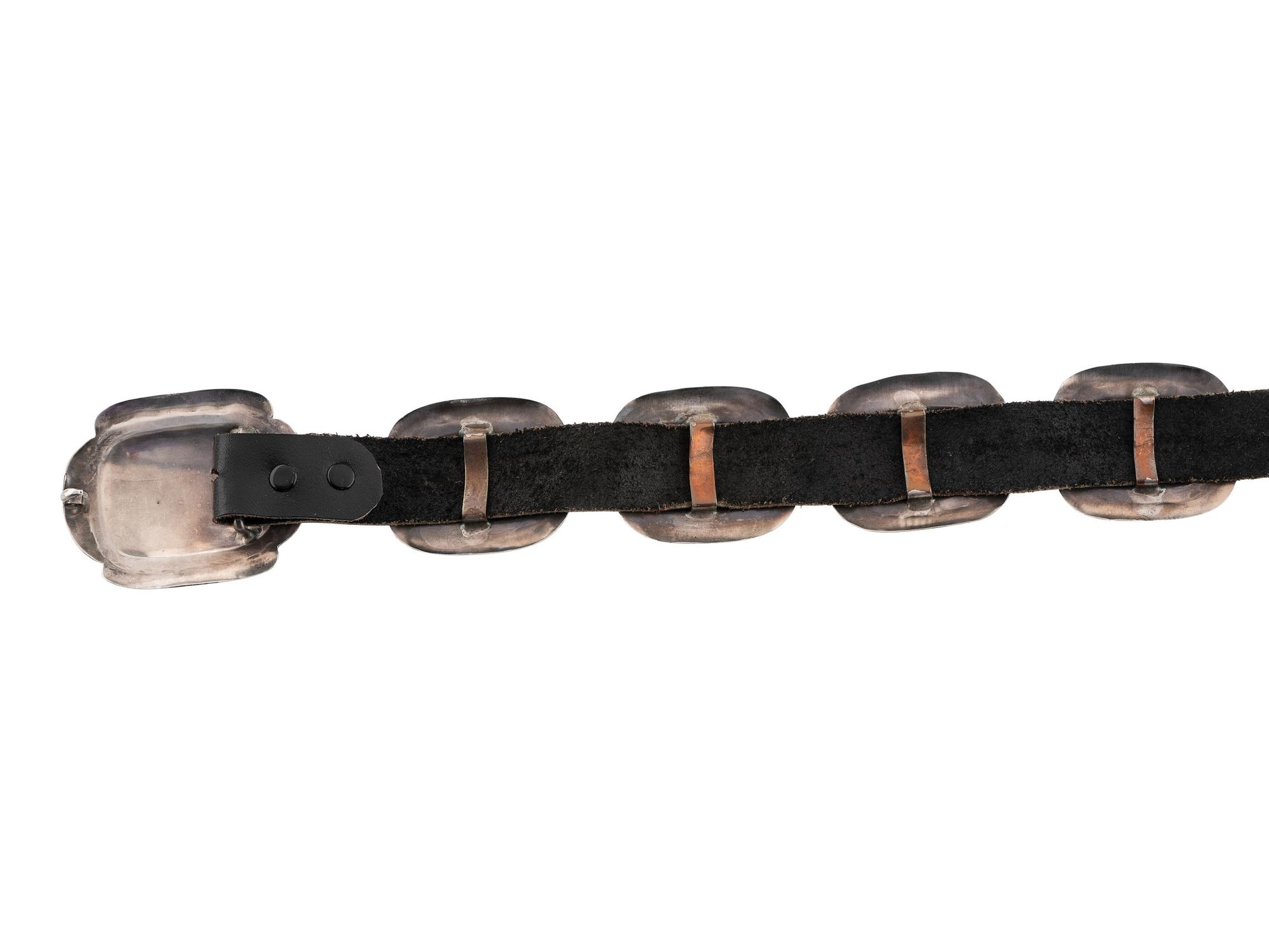 Southwestern-style Silver Concha Belt, with Turquoise Cabochons