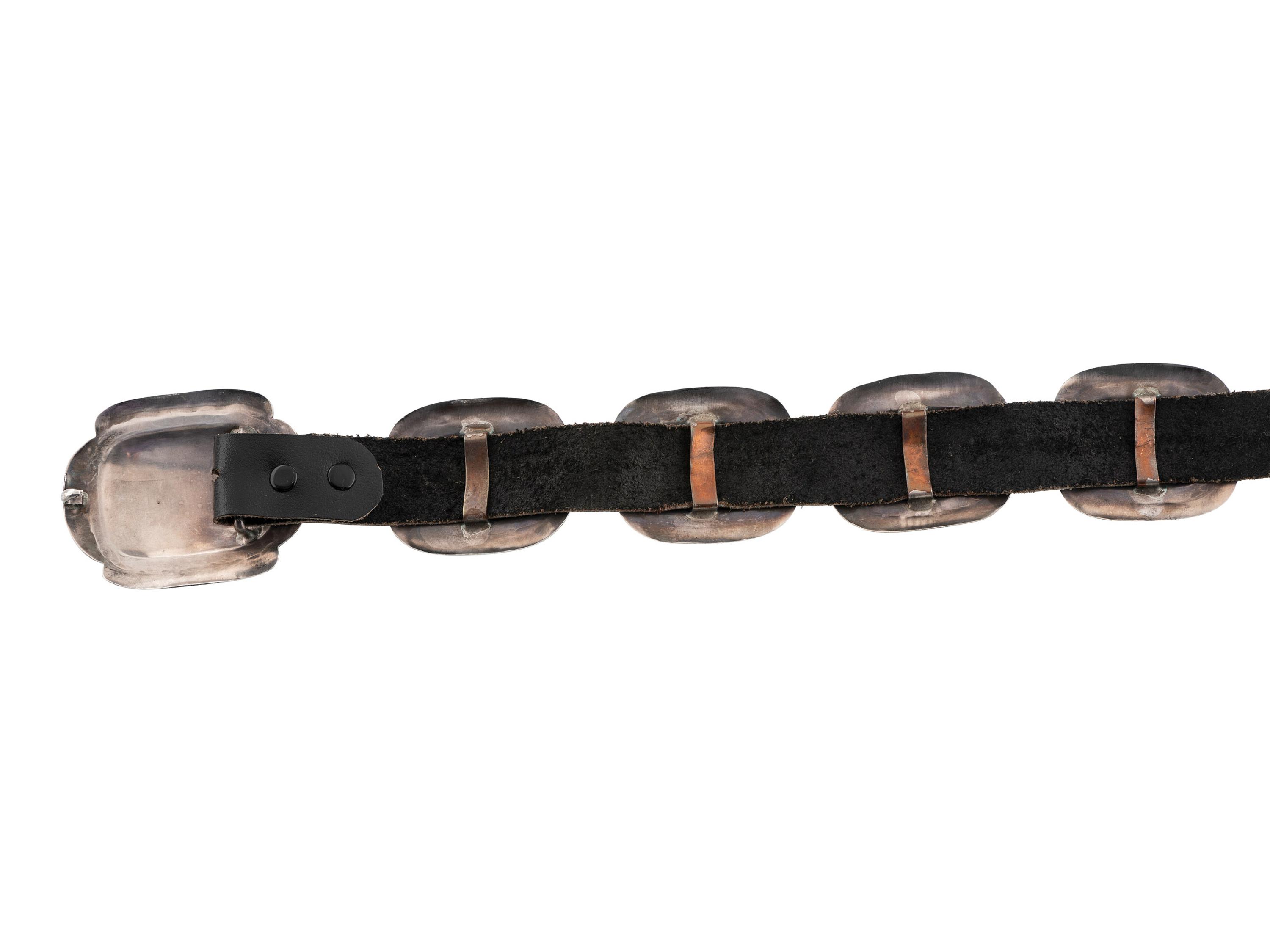 Southwestern-style Silver Concha Belt, with Turquoise Cabochons