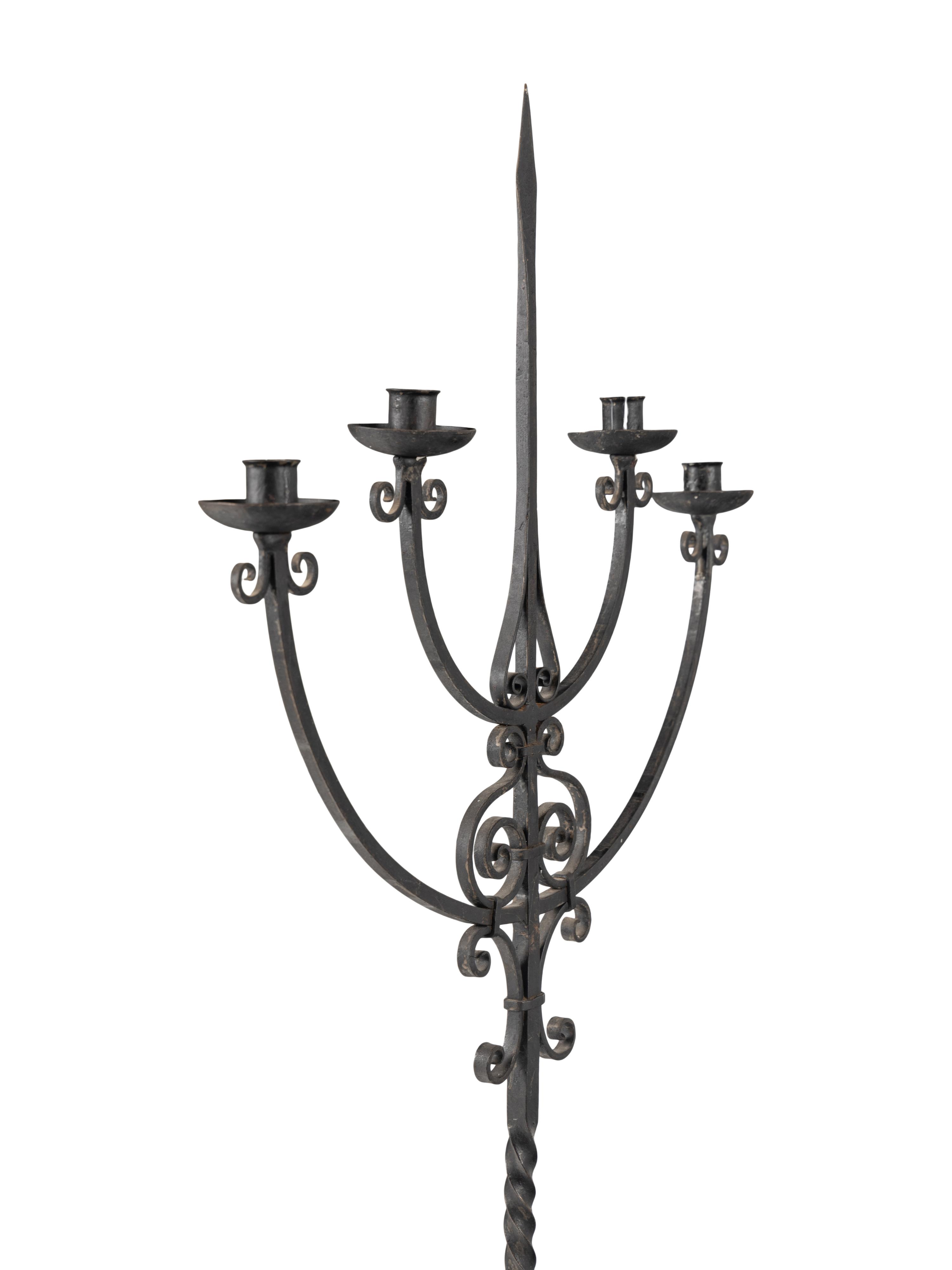 A Pair of Wrought Iron Torchères