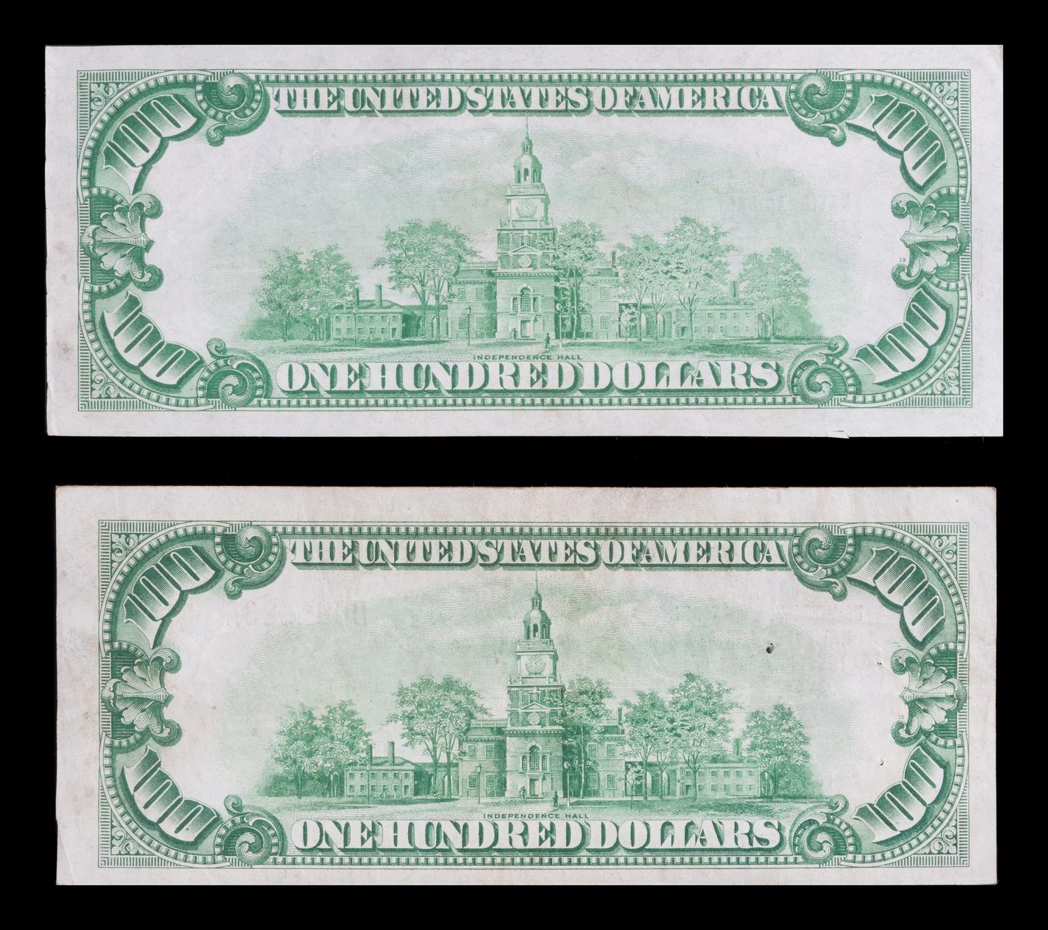 Two United States 1929 Type-1 $100 National Bank Notes