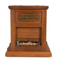 A J. & P. Coats Stenciled Oak Spool Cabinet