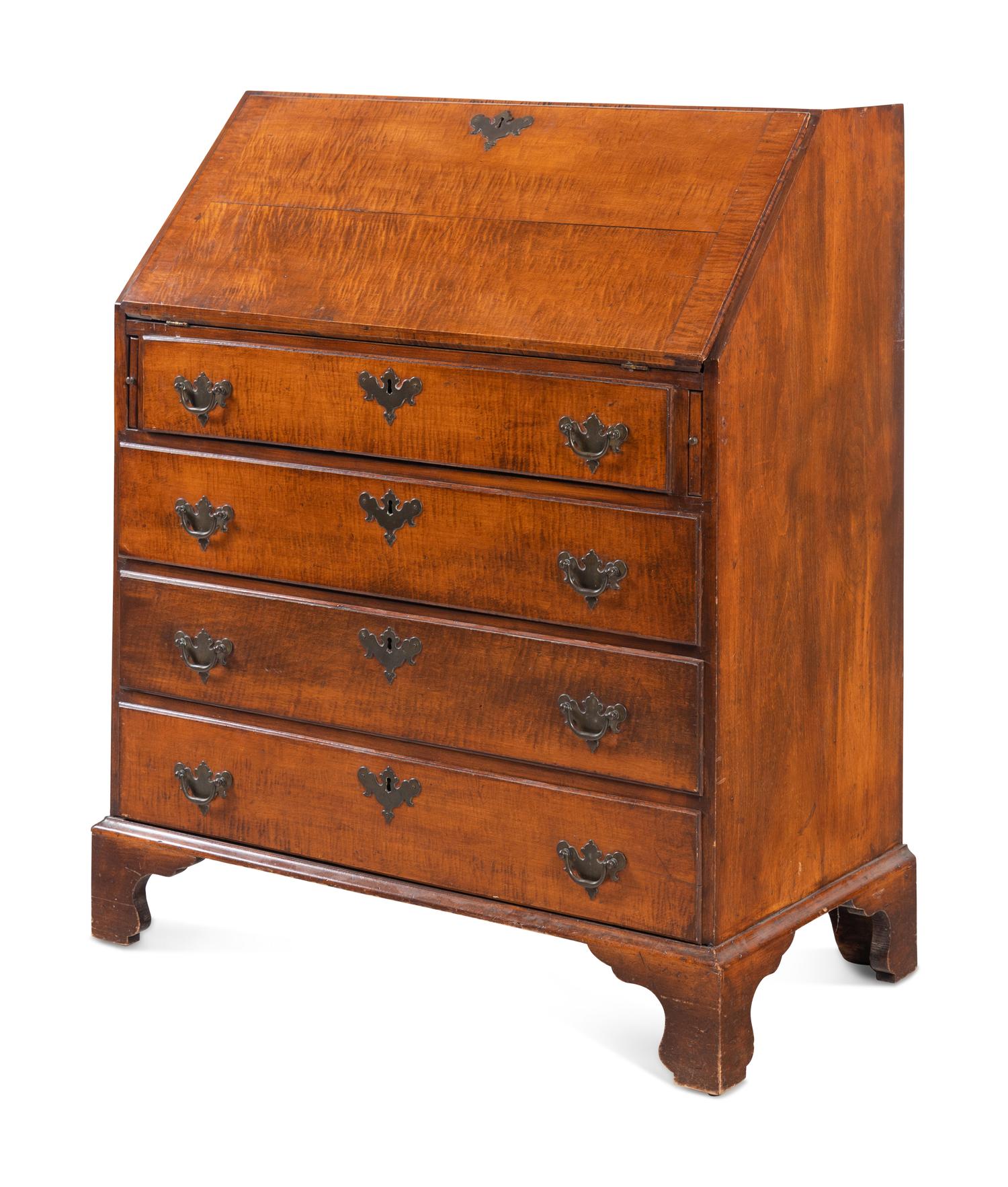 A Chippendale Tiger Maple Slant Front Desk