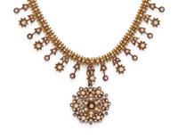 ANTIQUE, YELLOW GOLD AND PEARL CONVERTIBLE NECKLACE
