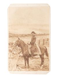 [CIVIL WAR]. CDV of General William T. Sherman on horseback at Federal Fort No. 7 before the Battle of Atlanta. Ca 1864.