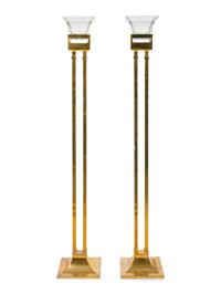 A Pair of Chapman Polished Brass Fire and Ice Torchères