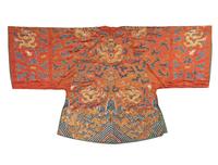 A Apricot Ground Embroidered Silk 'Dragon' Robe, Jifu