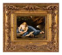 A Berlin (K.P.M.) Porcelain Plaque Depicting Penitent Magdalene After Pompeo Batoni