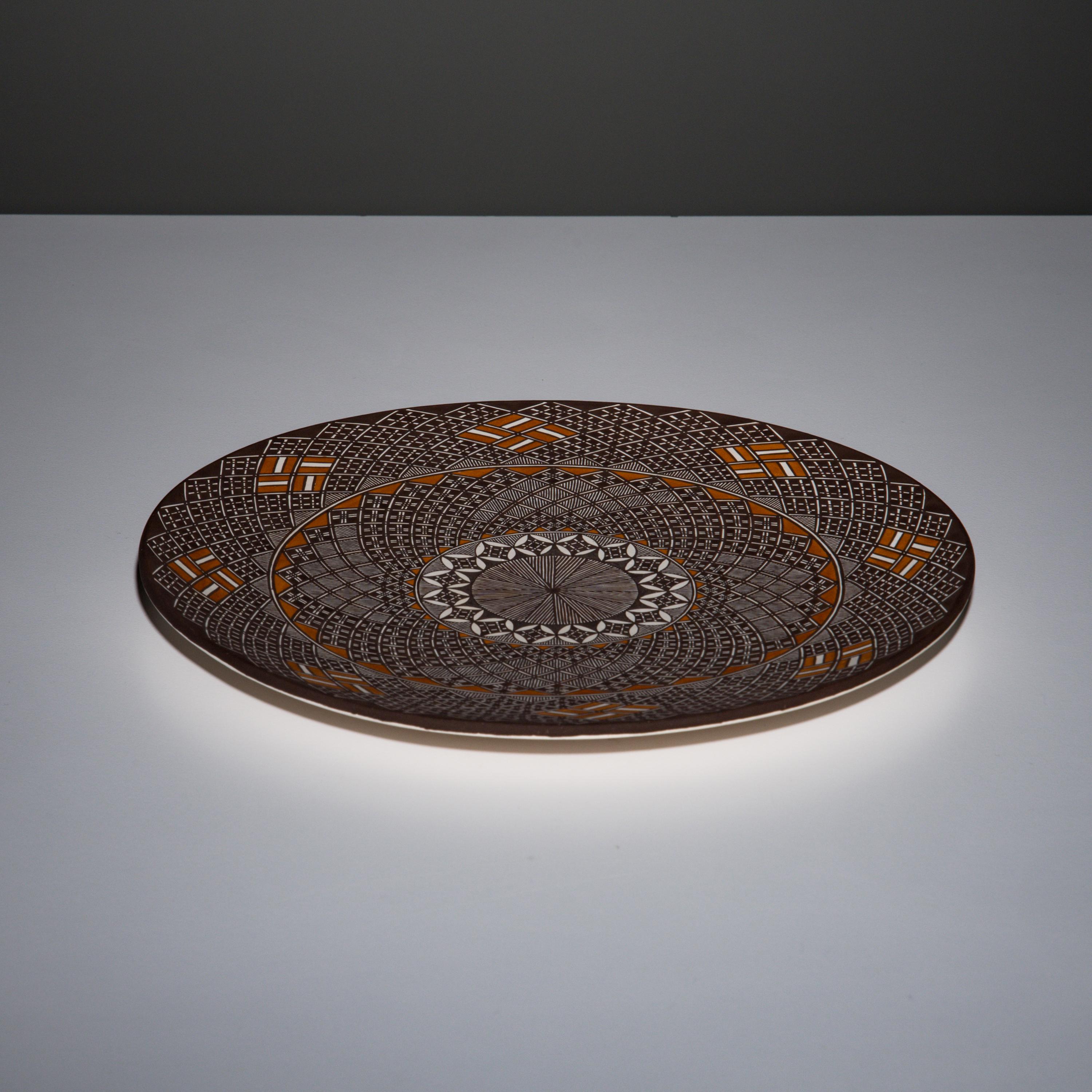Rebecca Lucario (Acoma, b. 1951) — Fine Line Polychrome Pottery Plate