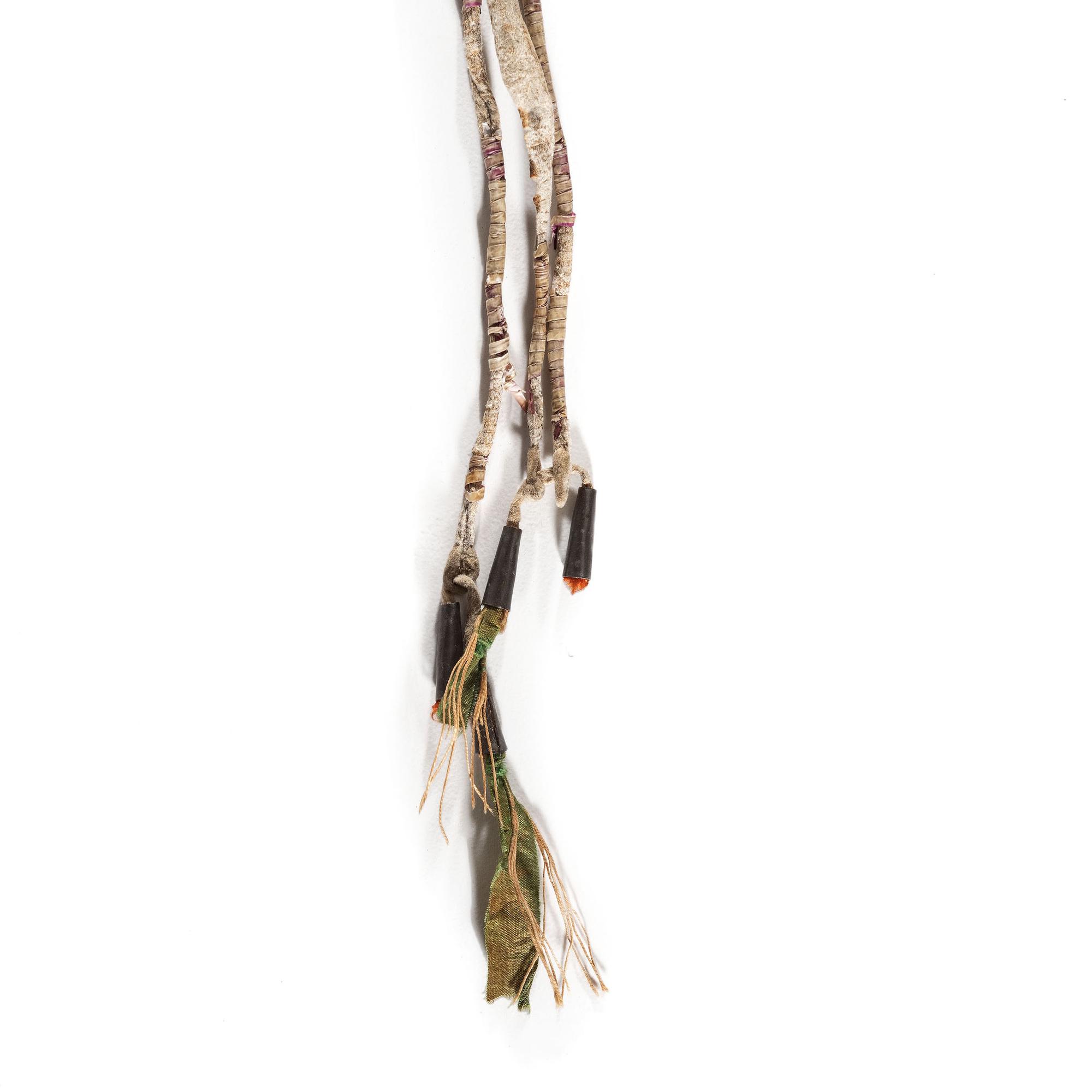 Eastern Sioux Quilled Hide Knife Sheath, with Recycled Painted Parfleche Lining