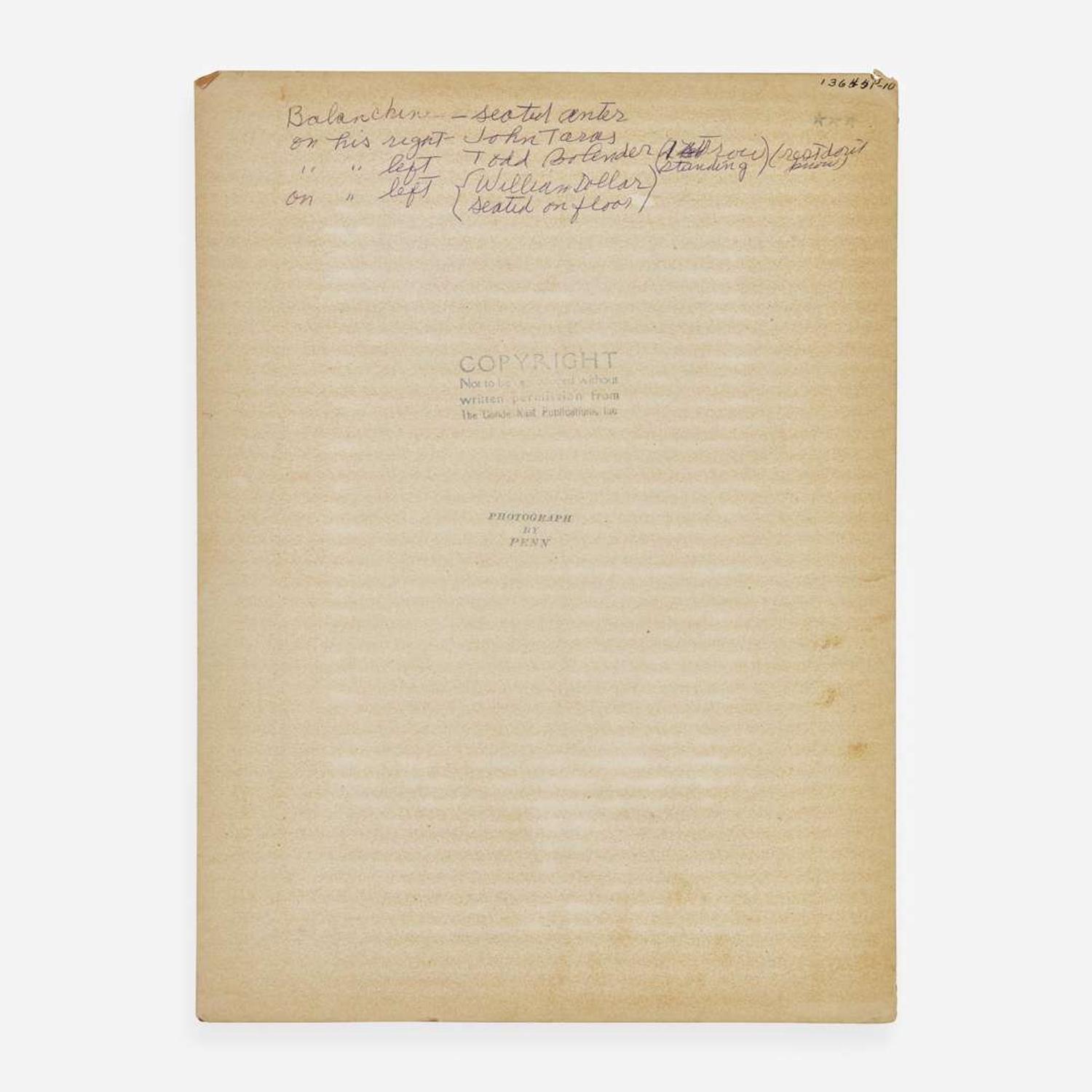 [Performing Arts] [Balanchine, George] Mini-Archive from Ballerina Yvonne Patterson, Early Student of George Balanchine