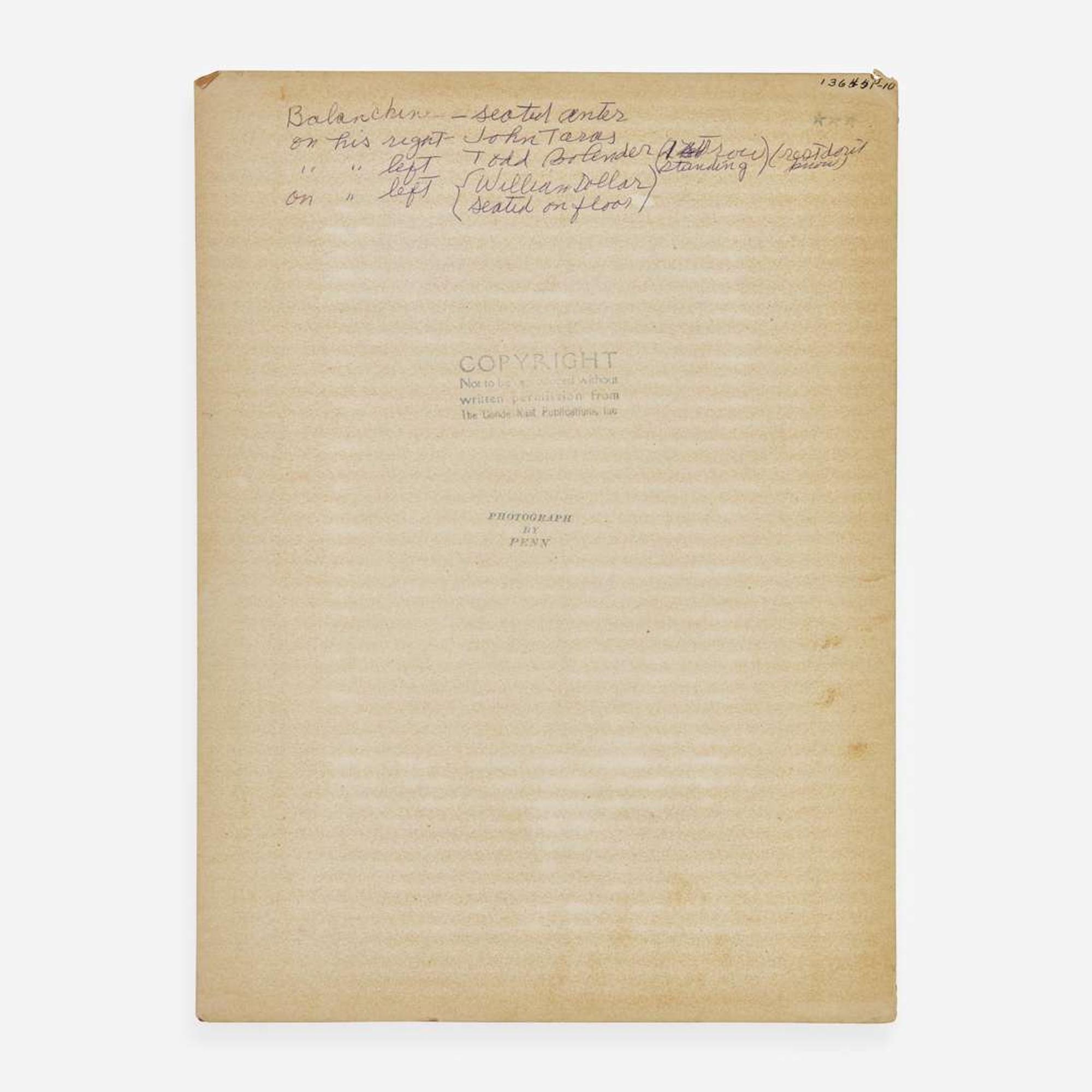 [Performing Arts] [Balanchine, George] Mini-Archive from Ballerina Yvonne Patterson, Early Student of George Balanchine