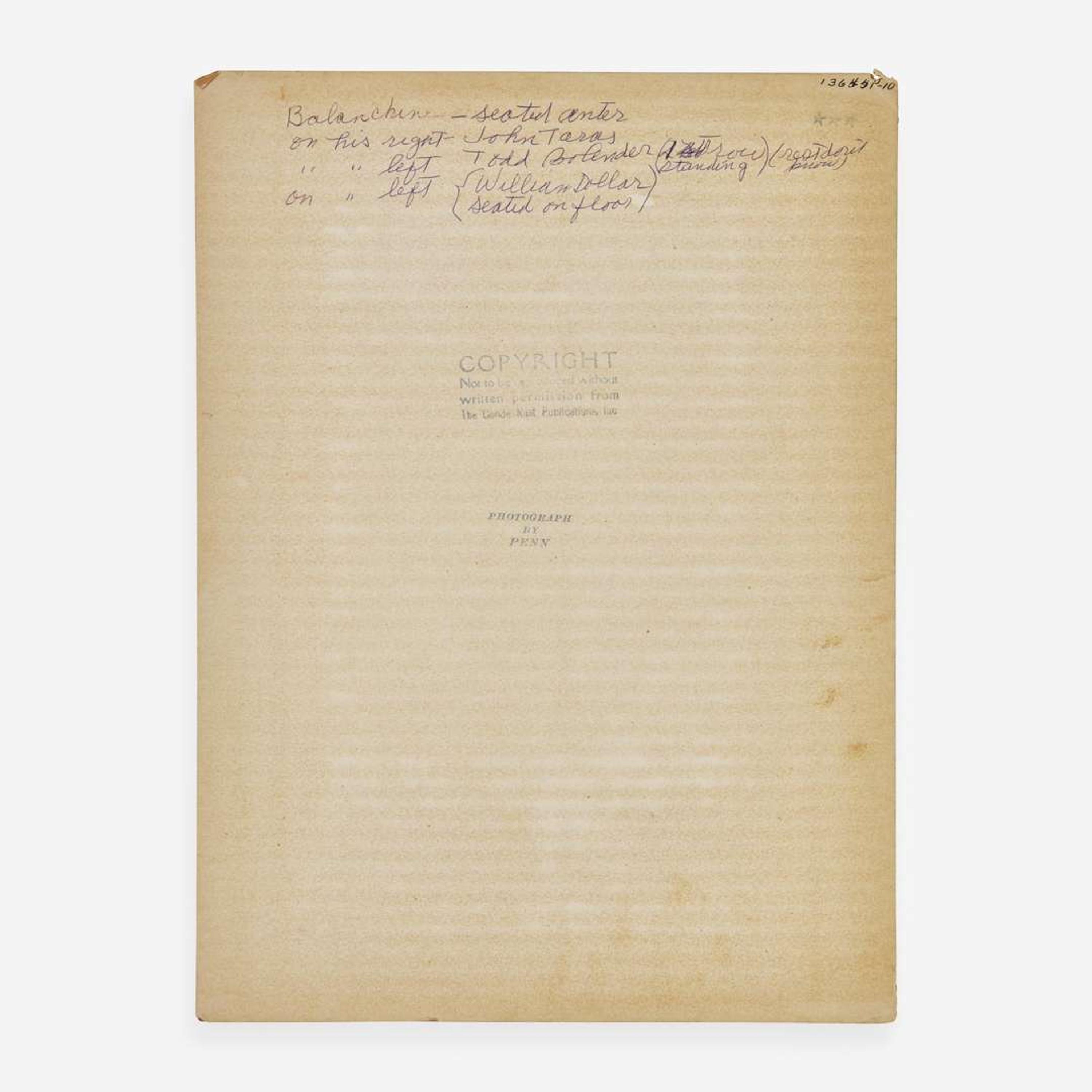 [Performing Arts] [Balanchine, George] Mini-Archive from Ballerina Yvonne Patterson, Early Student of George Balanchine