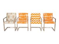 Four Modernist Cantilever Armchairs and an Ottoman