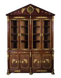 A French Empire Style Gilt Bronze Mounted Mahogany Bibliotheque, LATE 19TH CENTURY, Height 115 x width 78 x depth 20 inches. — LATE 19TH CENTURY,