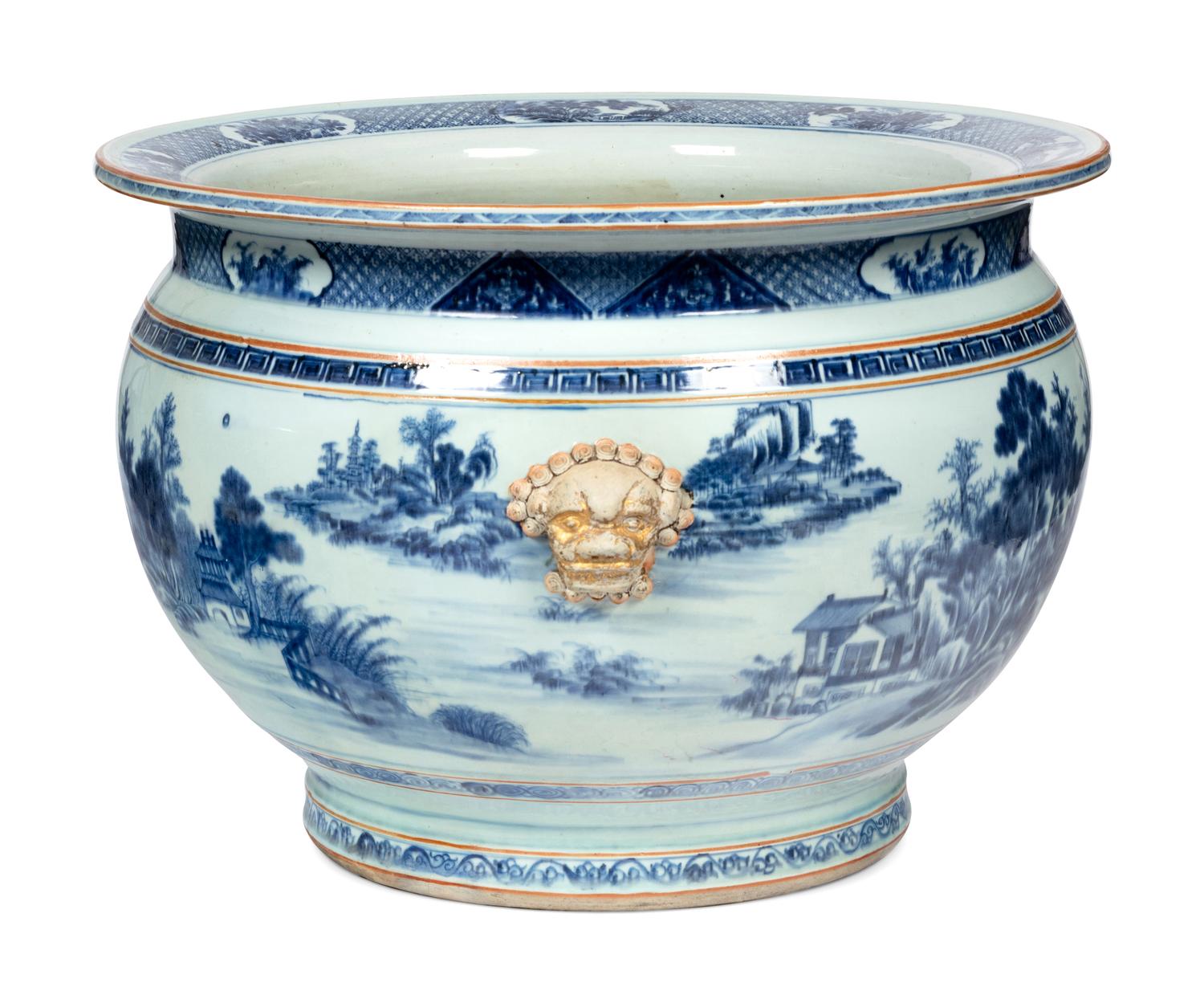 A Chinese Export Blue and White Porcelain Jardinière