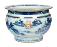 A Chinese Export Blue and White Porcelain Jardinière