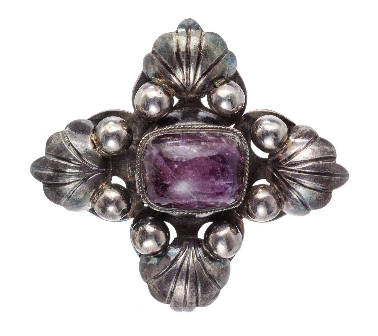 A Silver and Amethyst Pendant/Brooch, Mexico, 32.60 dwts.