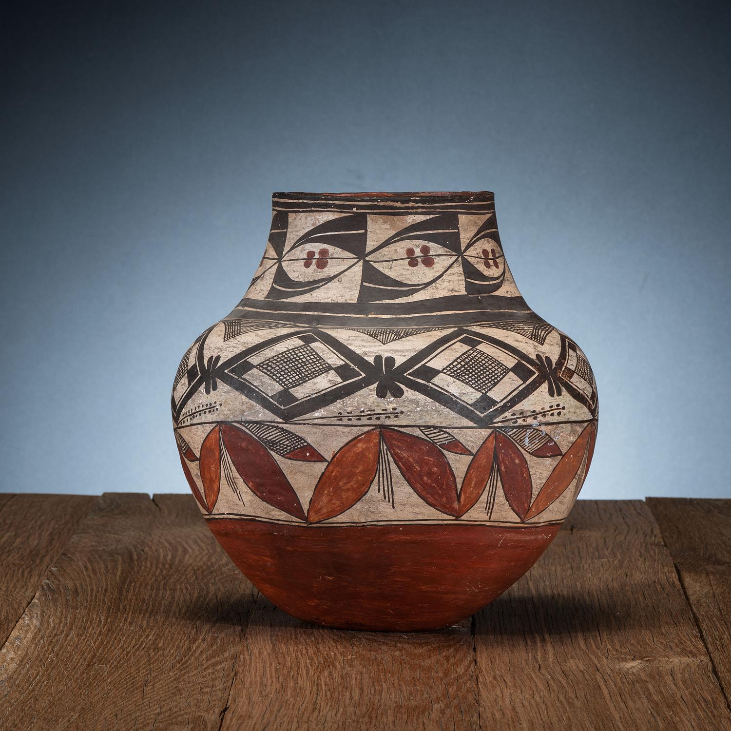 Acoma Four-Color Polychrome Pottery Jar