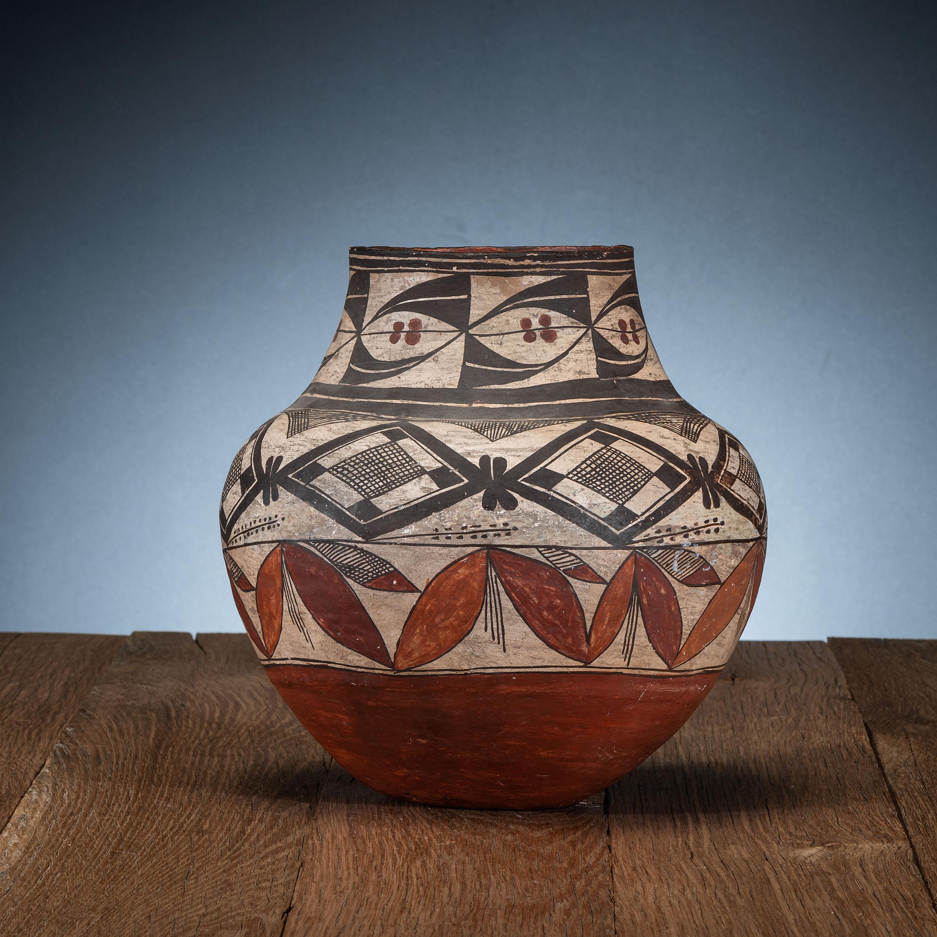 Acoma Four-Color Polychrome Pottery Jar