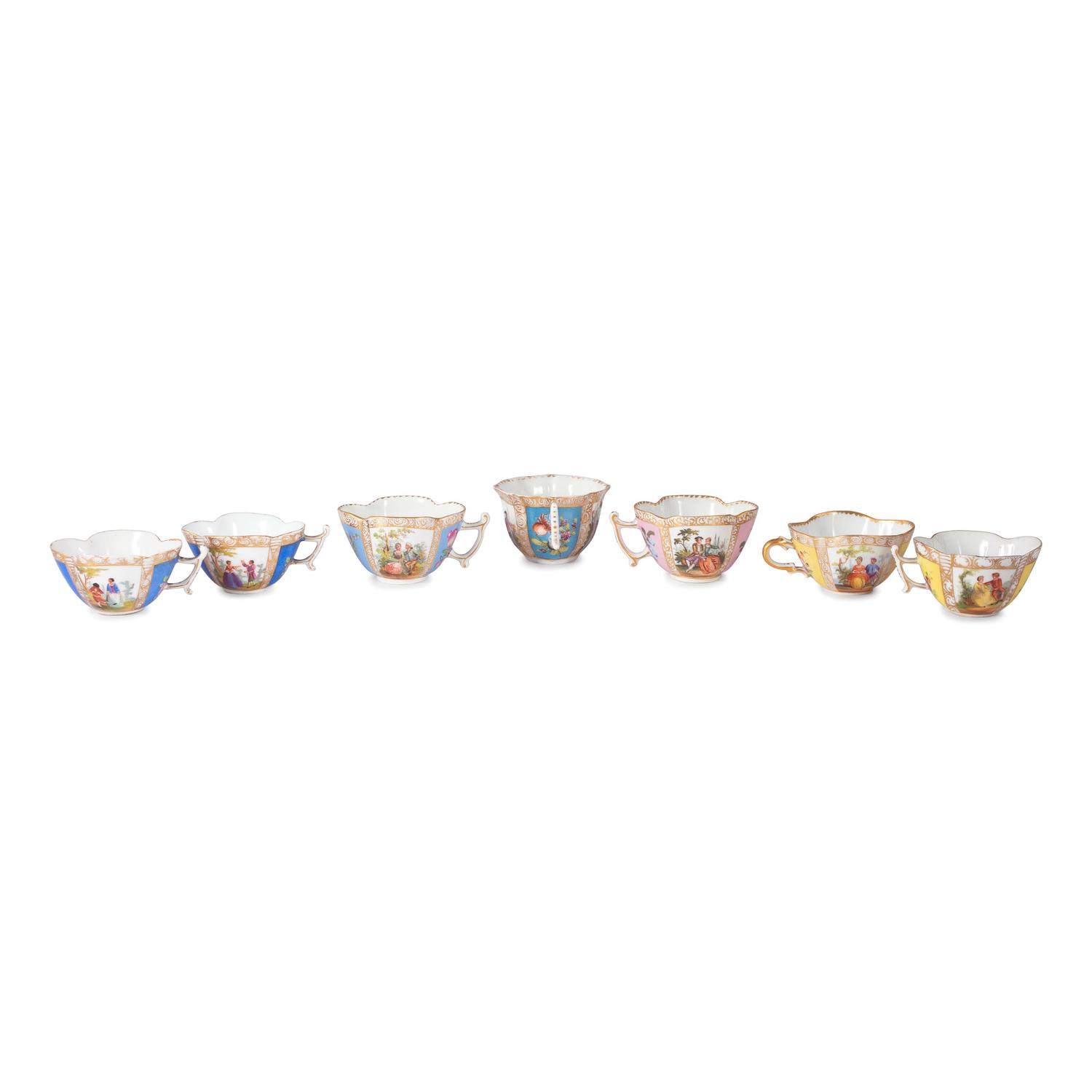 Continental Porcelain Luncheon Plates and Tea Service Including Meissen
