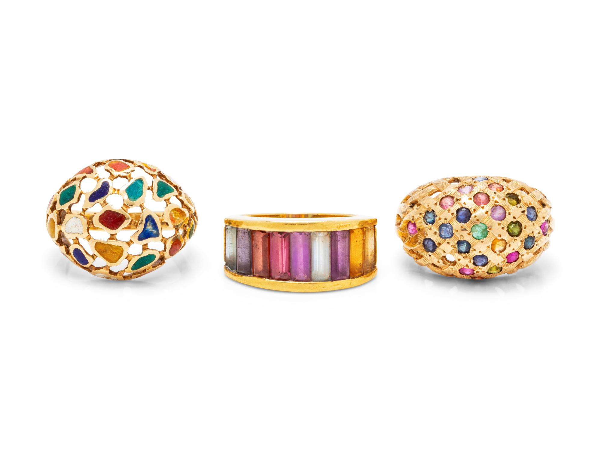 A Collection of Yellow Gold Rings,