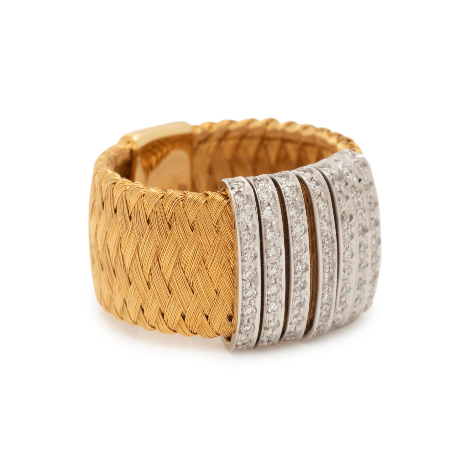 ROBERTO COIN, BICOLOR GOLD AND DIAMOND 'PRIMAVERA' RING
