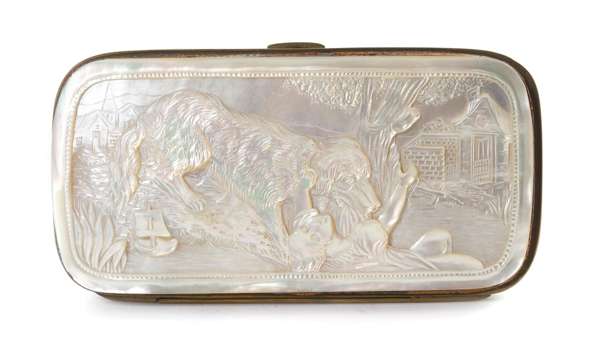 A Mother-of-Pearl Eyeglass Case, Width 5 3/4 inches.